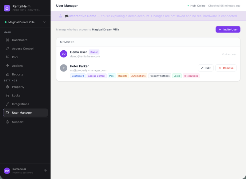 User Manager invite screen