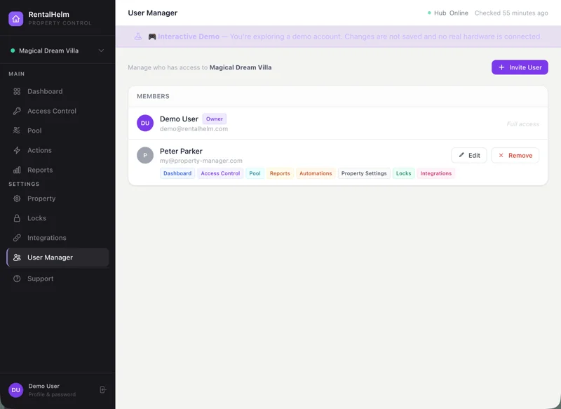User Manager invite screen