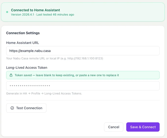 RentalHelm connected to Home Assistant