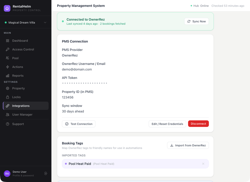 PMS integration page
